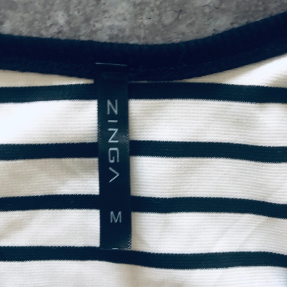 Zinga military style striped top , size  petite M. - Picture 9 of 9